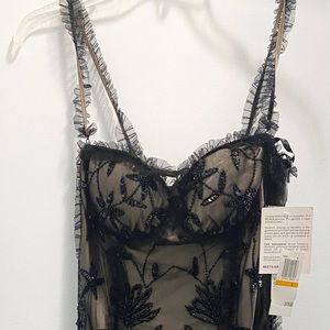 Black Beaded Sequin Scala Evening Dress